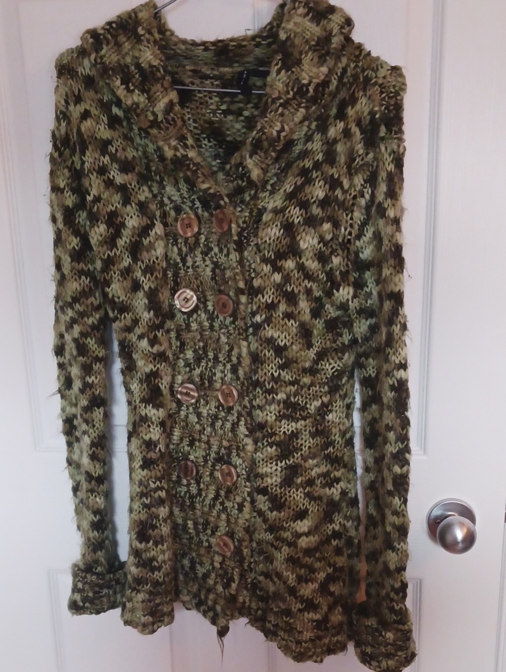 Mariposa Olive & Brown Marled Chunky Button Cardigan